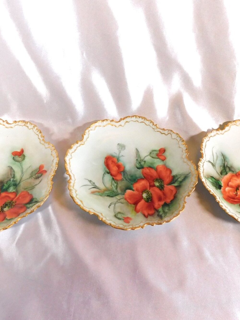 Lot of Three Signed Rosenthal Plates with Orange Flowers # 25383